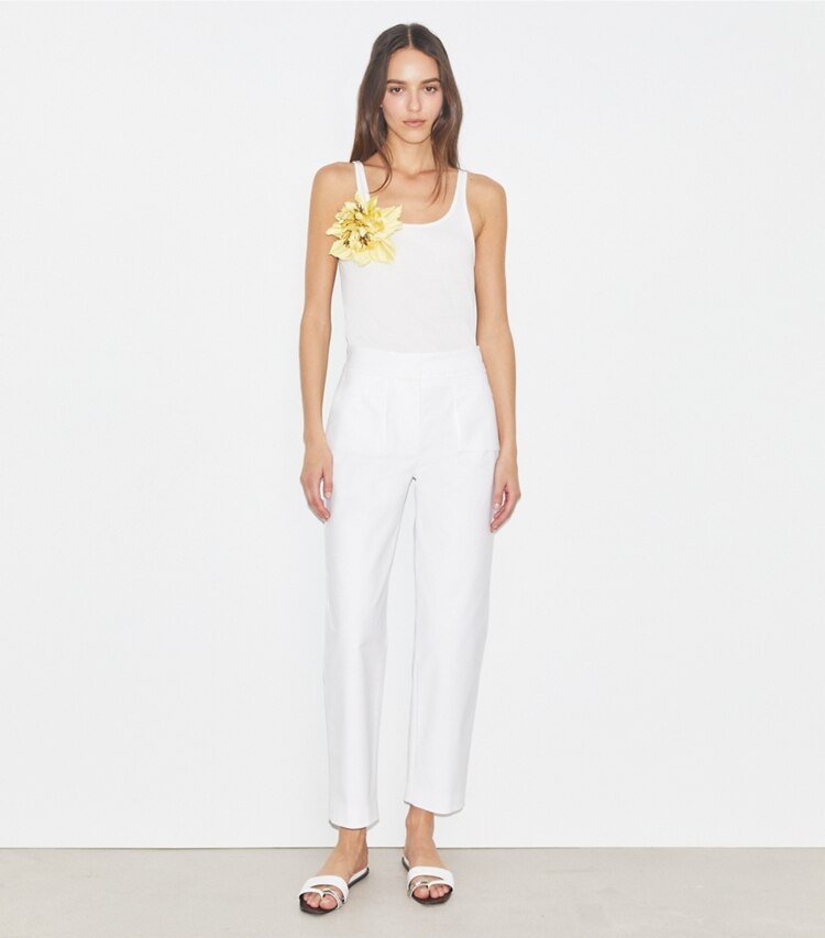 Tory Burch diseñador prendas inferiores Pantalón de algodón en White frente en modelo