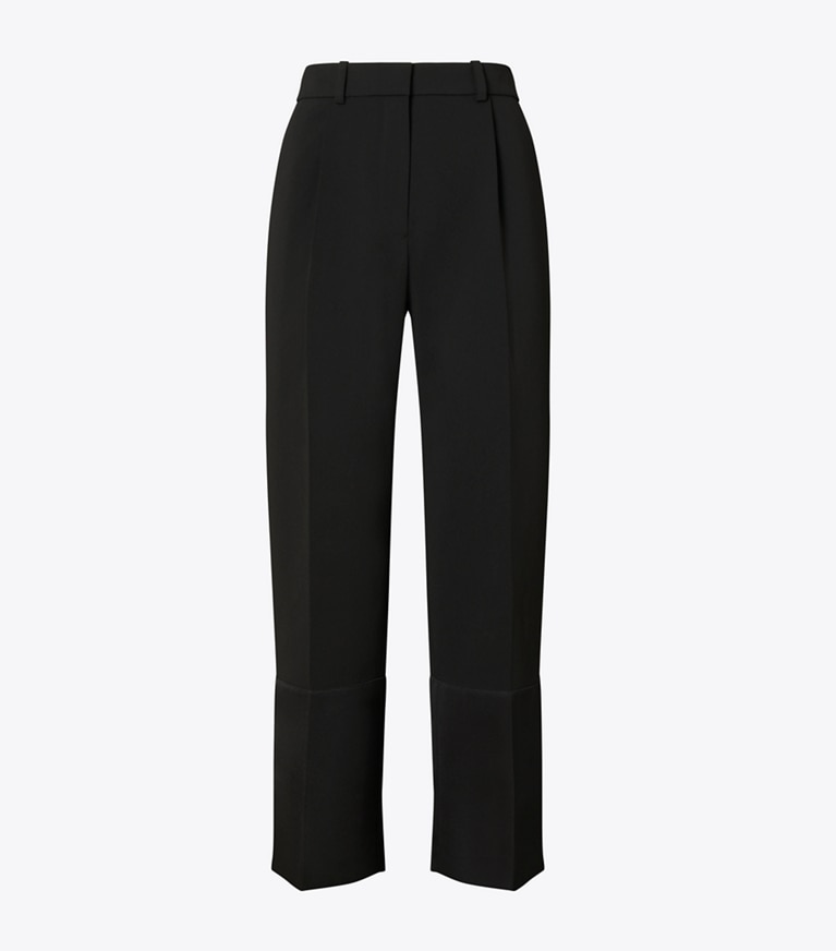 Tory Burch diseñador prendas inferiores Pantalón de crepé recortado en Black frente