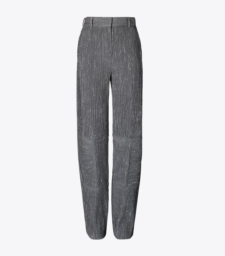 Tory Burch diseñador prendas inferiores Pantalón de lana de pierna ancha en Charcoal/White frente