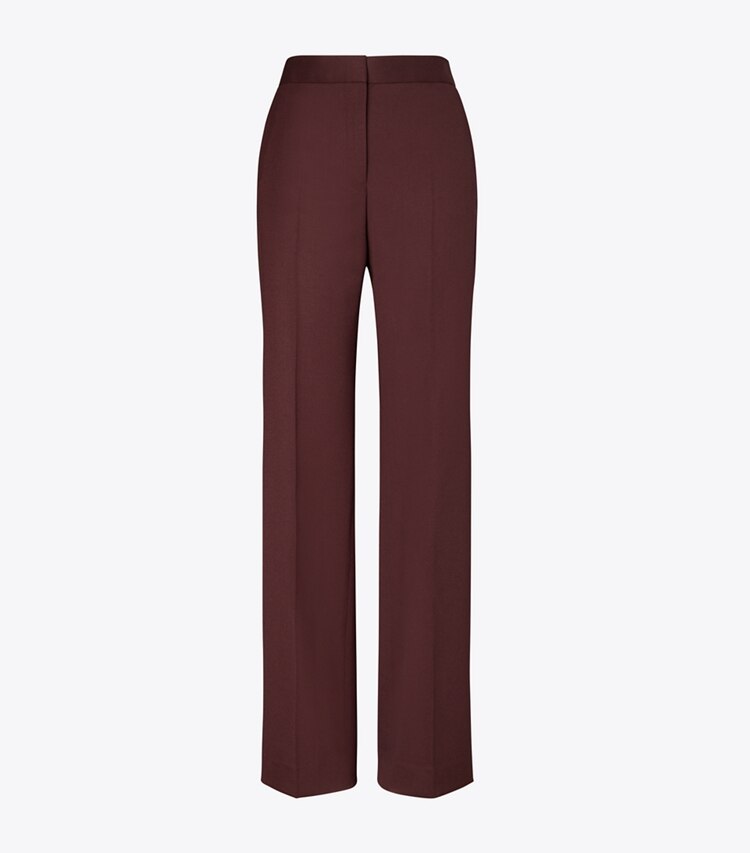 Tory Burch diseñador prendas inferiores Pantalón de lana en Merlot frente