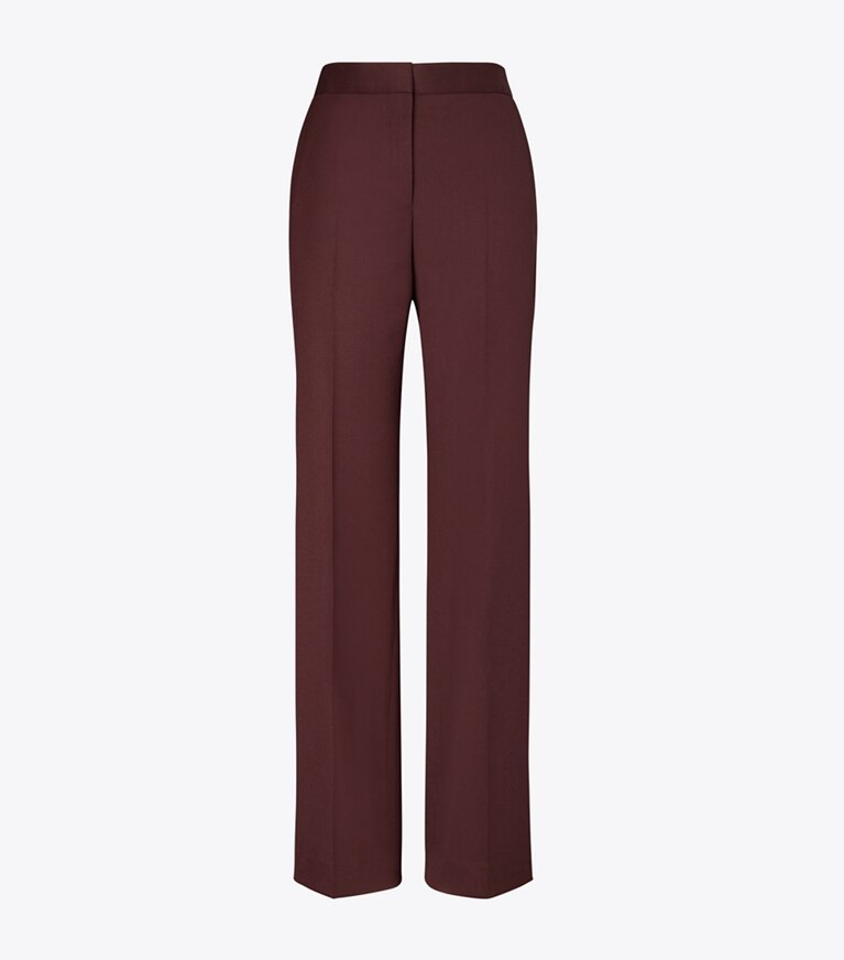 Tory Burch diseñador prendas inferiores Pantalón de lana en Merlot frente
