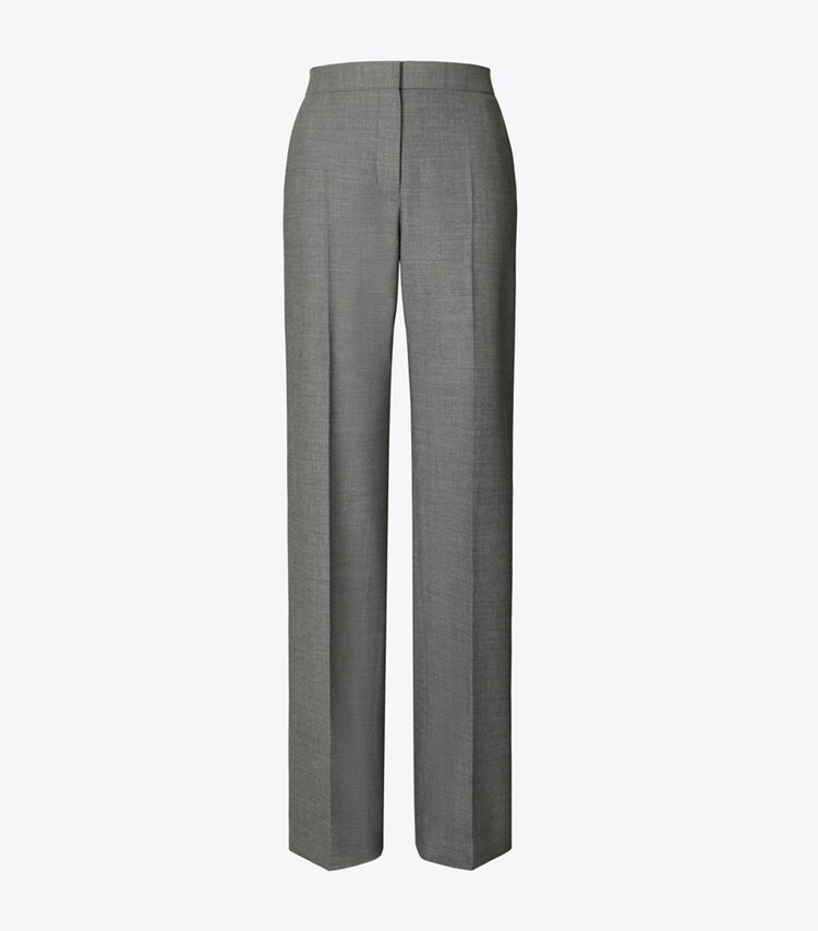Tory Burch diseñador prendas inferiores Pantalón de lana en Dark Gray Melange frente