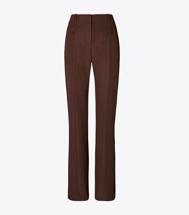 Tory Burch diseñador prendas inferiores Pantalón de lana en Chocolate frente