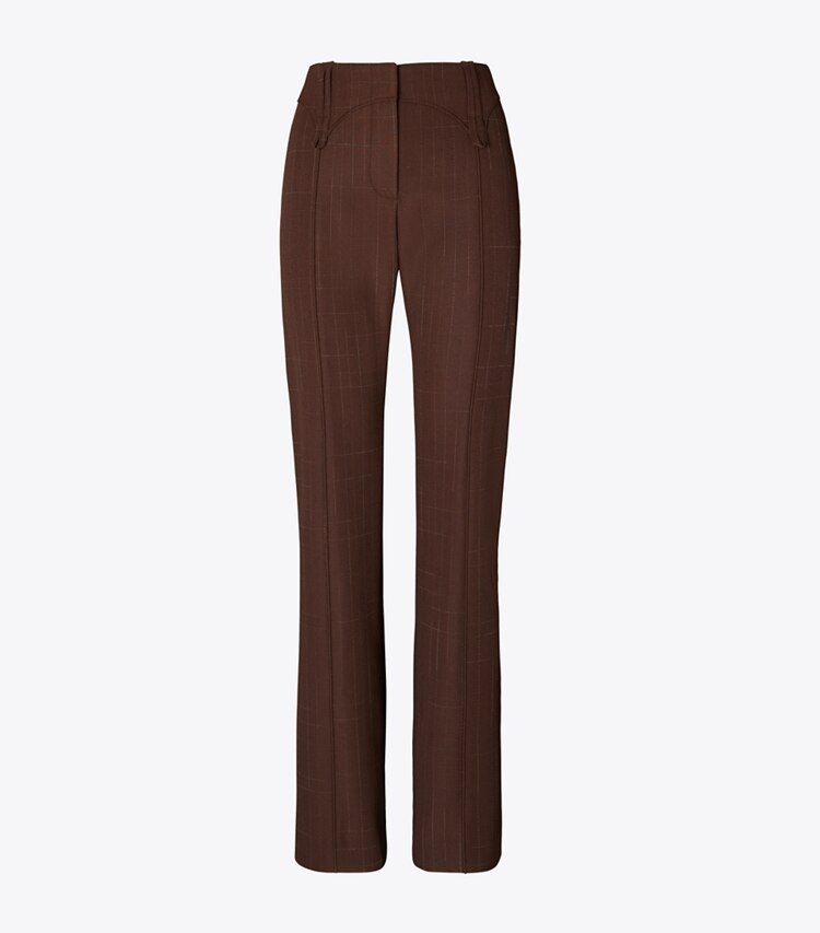 Tory Burch diseñador prendas inferiores Pantalón de lana en Chocolate frente