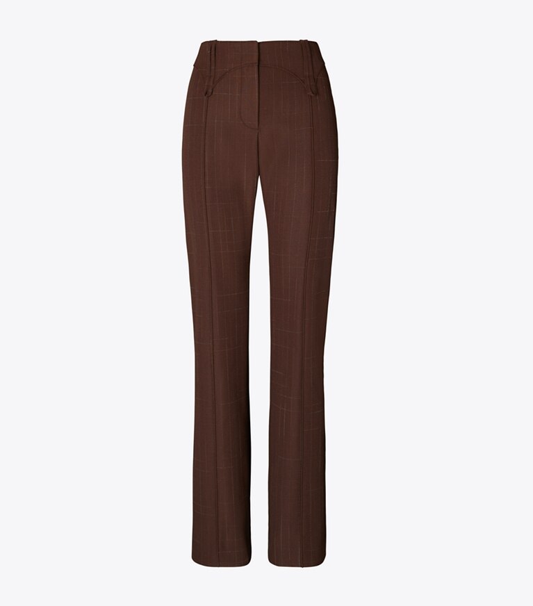 Tory Burch diseñador prendas inferiores Pantalón de lana en Chocolate frente