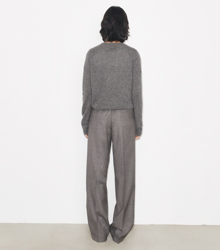 Tory Burch diseñador prendas inferiores Pantalón de lana en Black / Gray parte posterior en modelo
