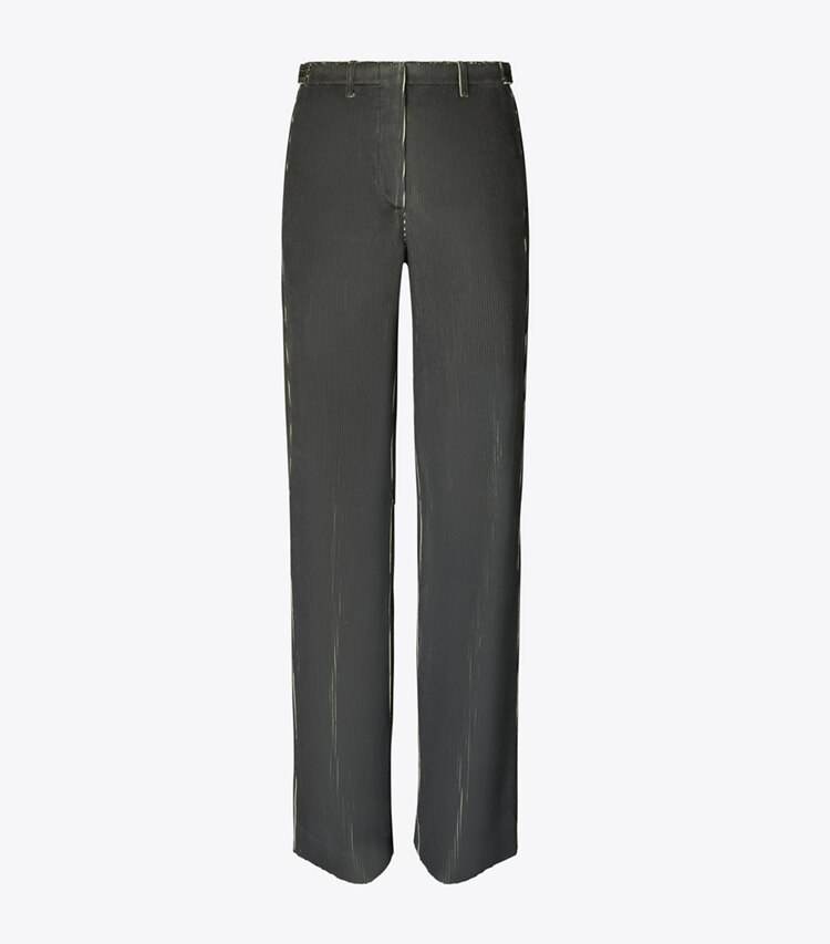Tory Burch diseñador prendas de abajo Pantalón de pana en Dark Brown / Bright Green frente