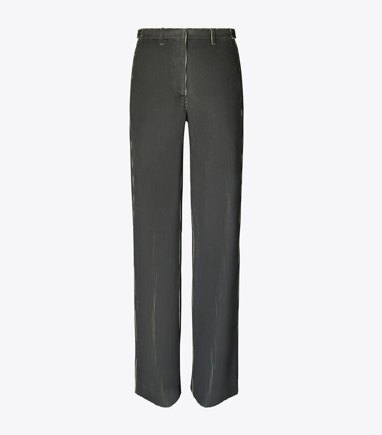 Tory Burch diseñador prendas de abajo Pantalón de pana en Dark Brown / Bright Green frente