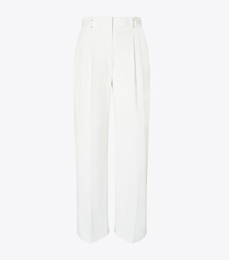 Tory Burch diseñador prendas de abajo Pantalón de sarga de algodón en White frente