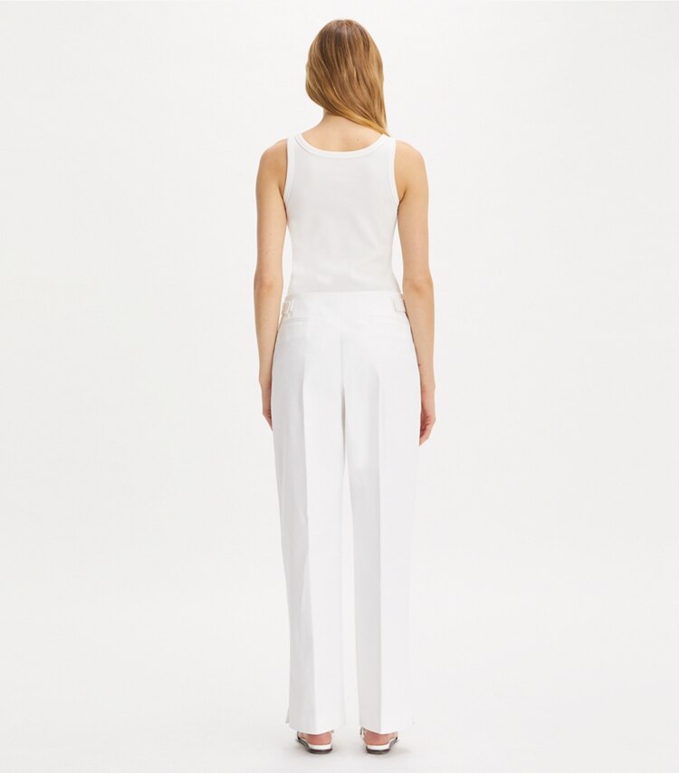 Tory Burch diseñador prendas de abajo Pantalón de sarga de algodón en White parte posterior en modelo