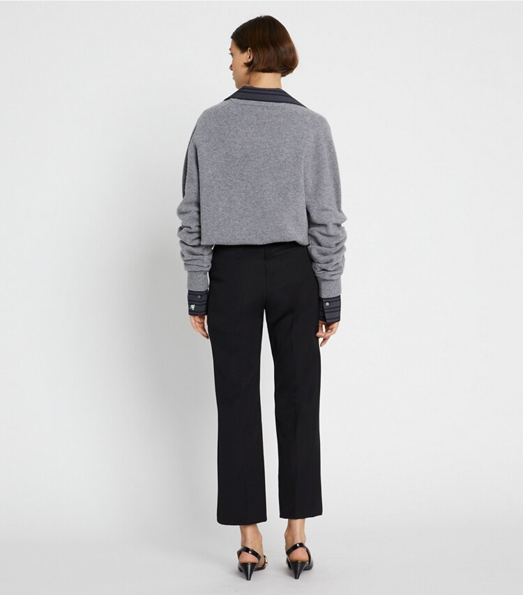 Tory Burch diseñador prendas inferiores Pantalón de sarga en Sport Black parte posterior en modelo