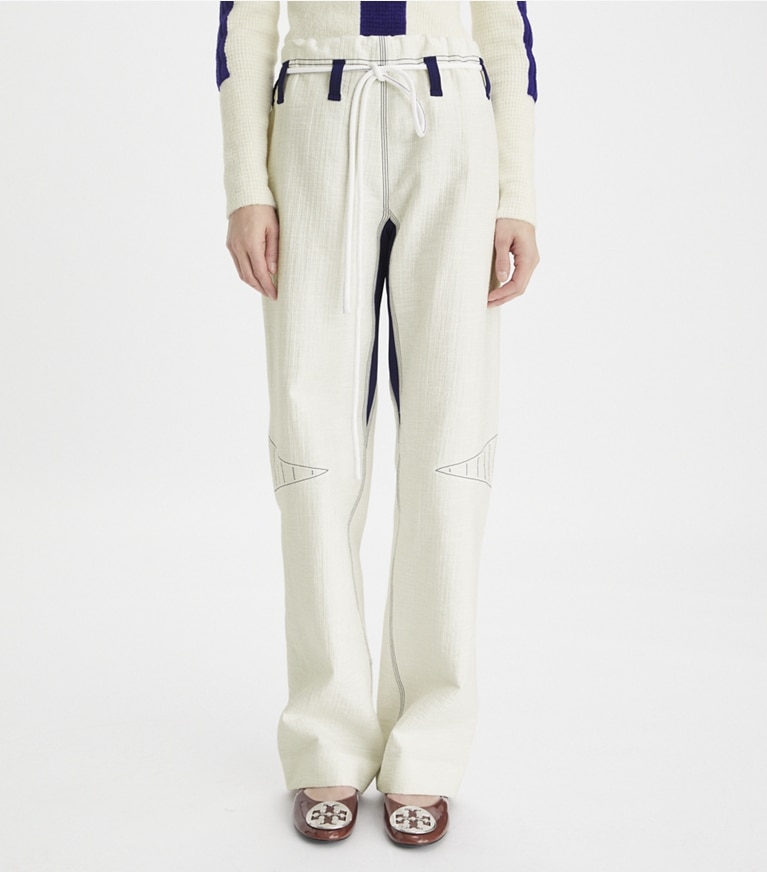 Tory Burch designer bas Pantalon ample en coton in Marshmallow front