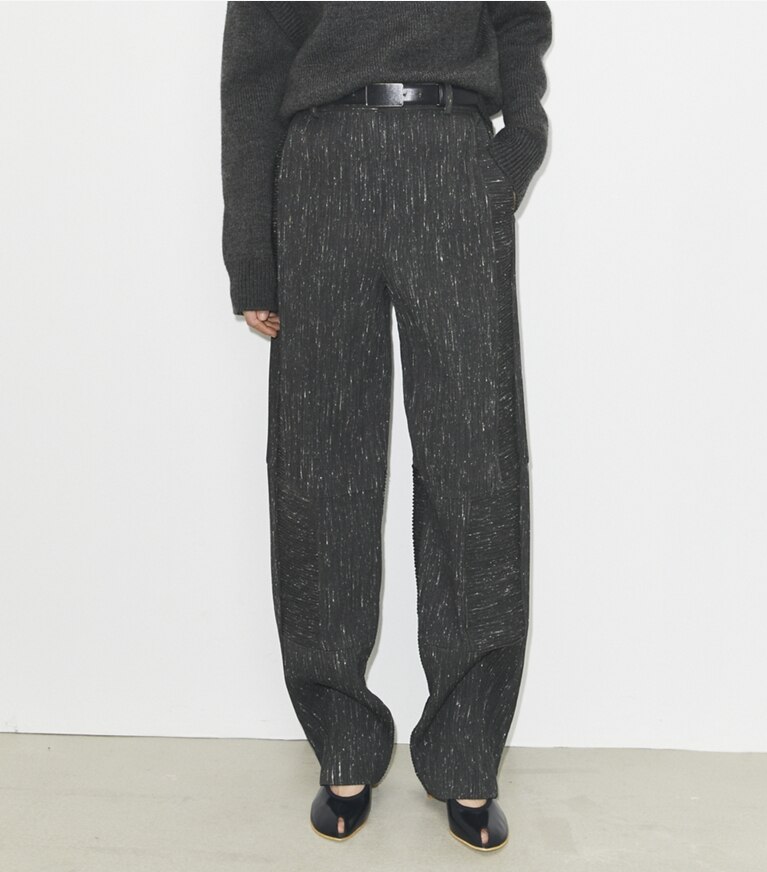 Tory Burch designer bas Pantalon ample en laine in Charcoal/White front