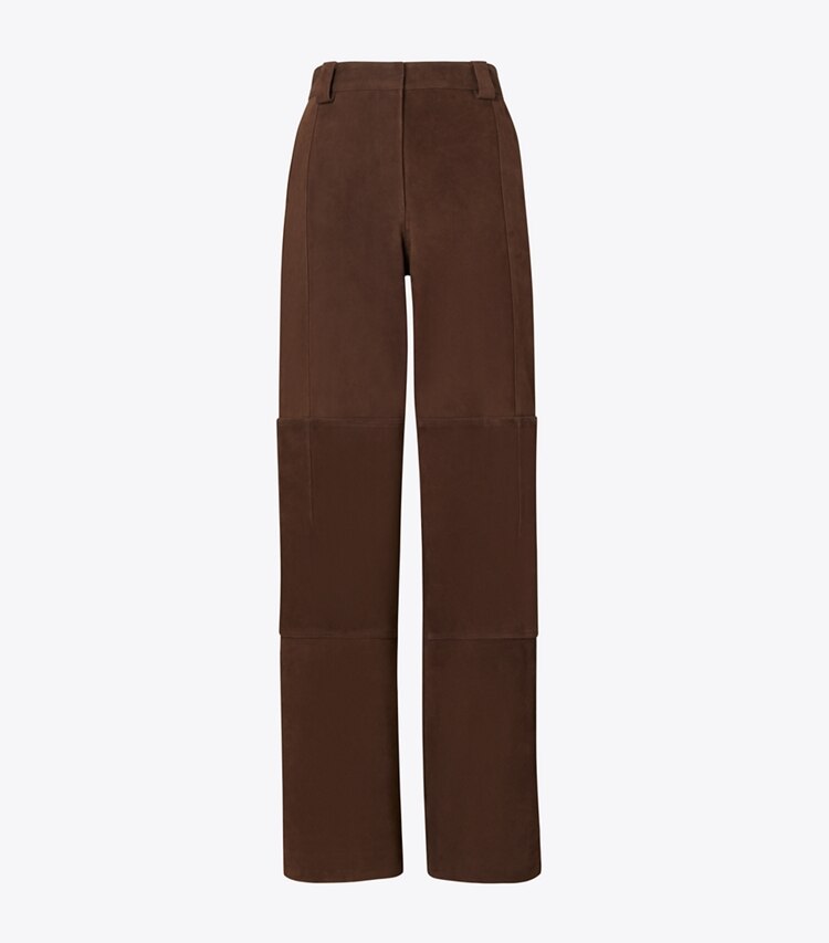 Tory Burch designer bas Pantalon décontracté en daim in Light Chocolate front