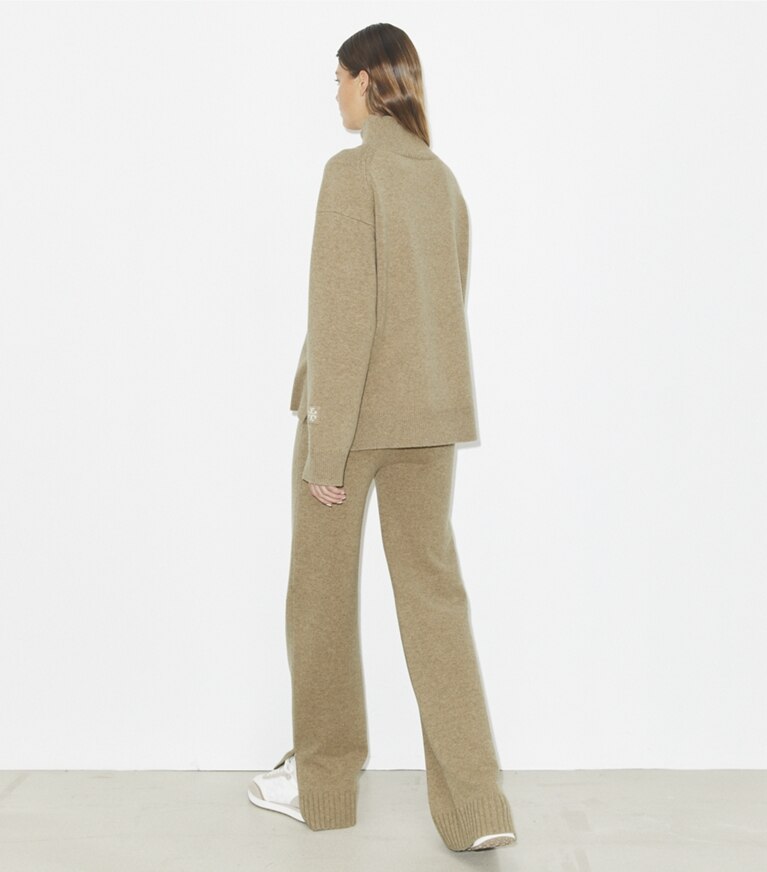 Tory Burch designer bas Pantalon décontracté en laine in Oatmeal Melange front