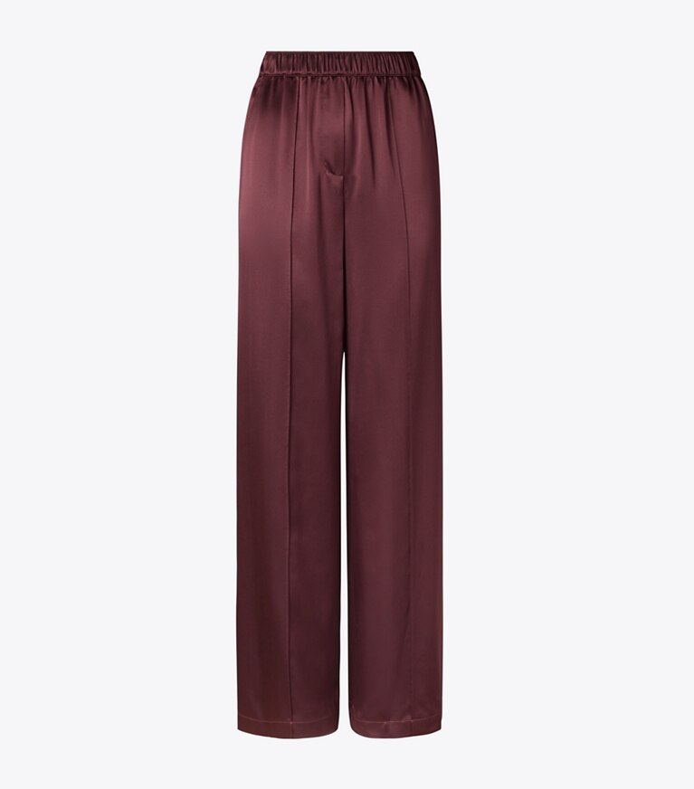 Tory Burch designer bas Pantalon décontracté en soie dans Mahogany de face