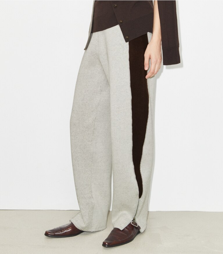 Tory Burch designer bas Pantalon de jogging en jersey japonais dans Ivory / Mocha détail sur modèle