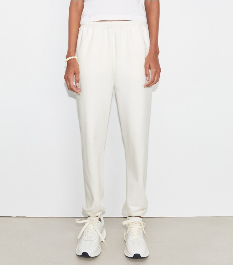 Tory Sport designer bas Pantalon de survêtement coupe 7/8 en molleton in Ivory White front