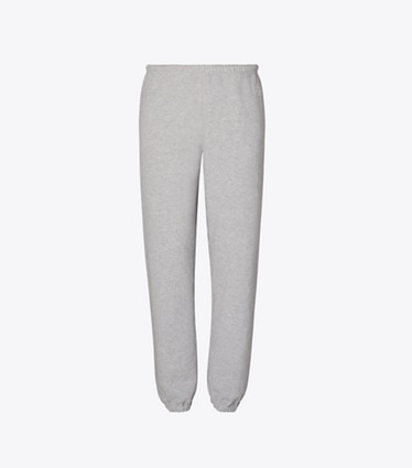 Tory Burch designer bas Pantalon de survêtement en coton brodé in Medium Heather Gray front