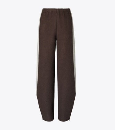 Tory Burch designer bas Pantalon de survêtement en jersey japonais in Mocha / Ivory front
