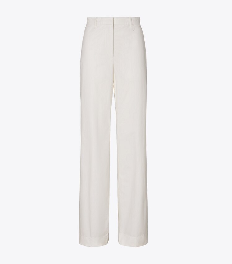 Tory Burch designer bas Pantalon en coton brossé dans White de face