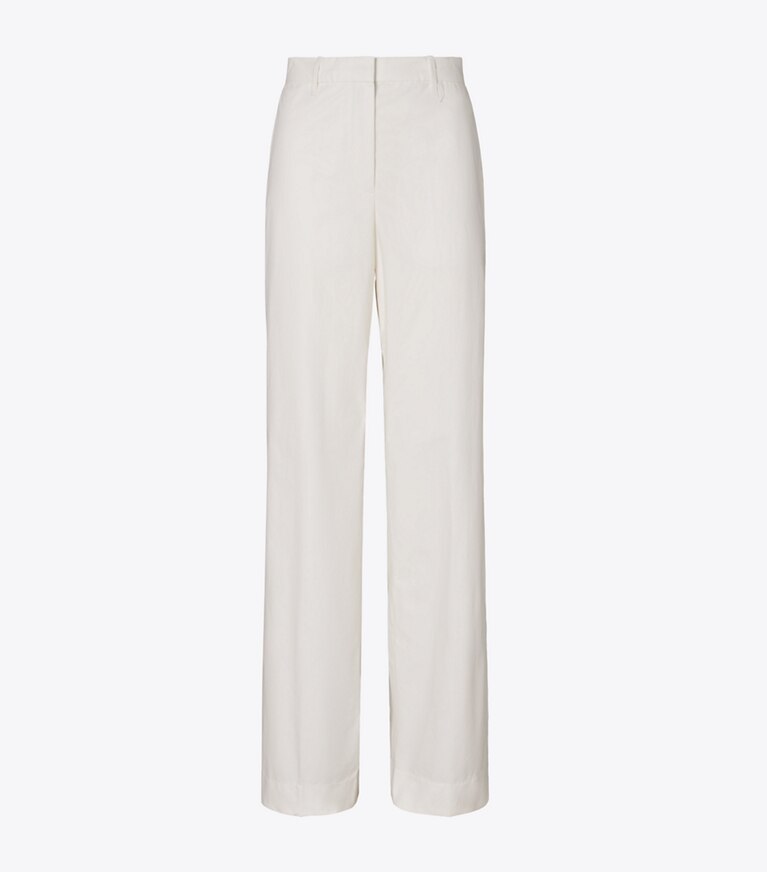 Tory Burch designer bas Pantalon en coton brossé dans White de face