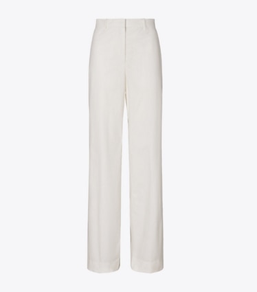 Tory Burch designer bas Pantalon en coton peigné in White front
