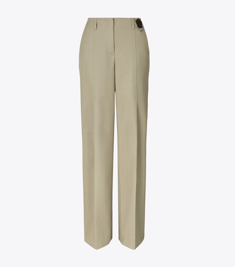 Tory Burch designer bas Pantalon en coton vieilli in Taupe Gray front