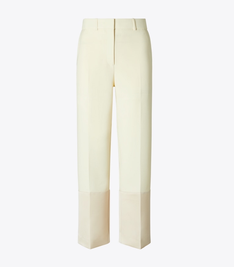 Tory Burch designer bas Pantalon en crêpe coupe 7/8 dans French Cream de face