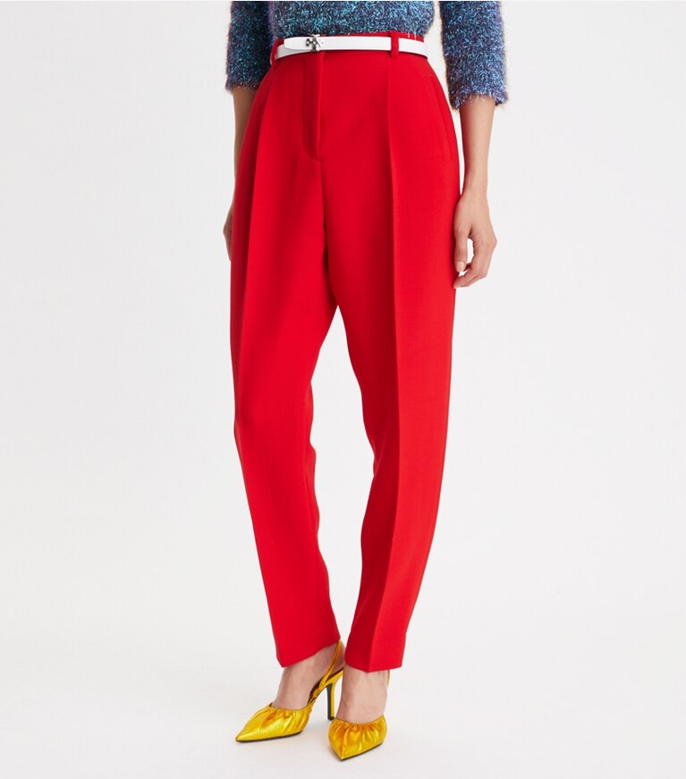 Tory Burch designer bas Pantalon en laine double-face in Radiant Red front