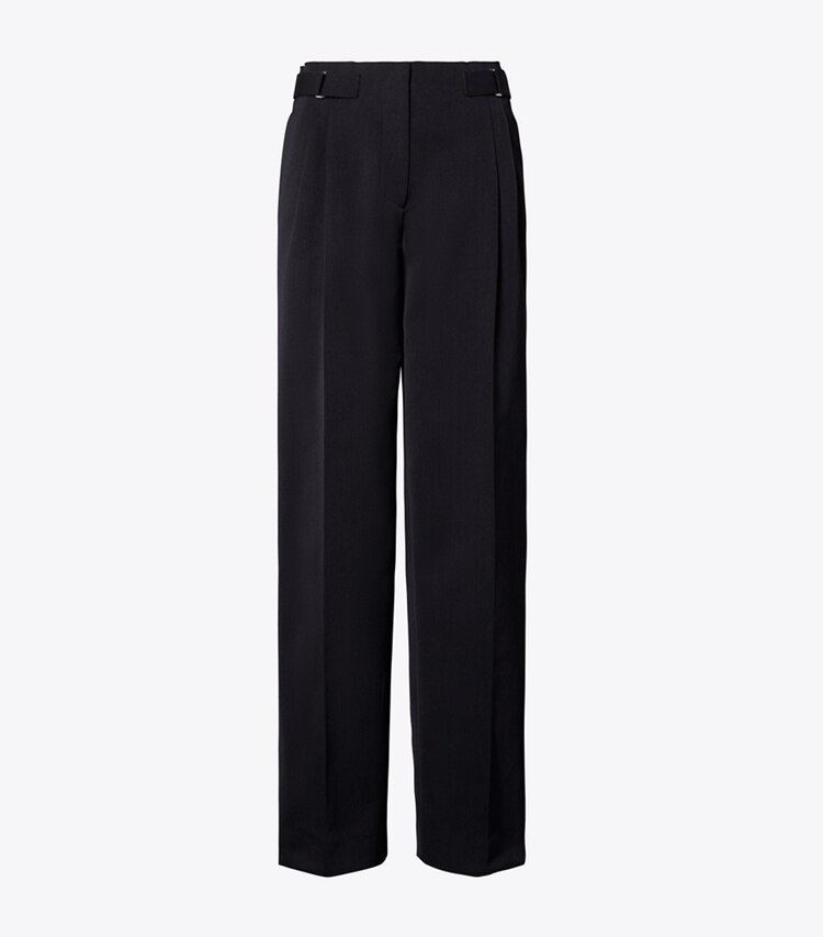 Tory Burch designer bas Pantalon en laine et coton in Night Shadow front