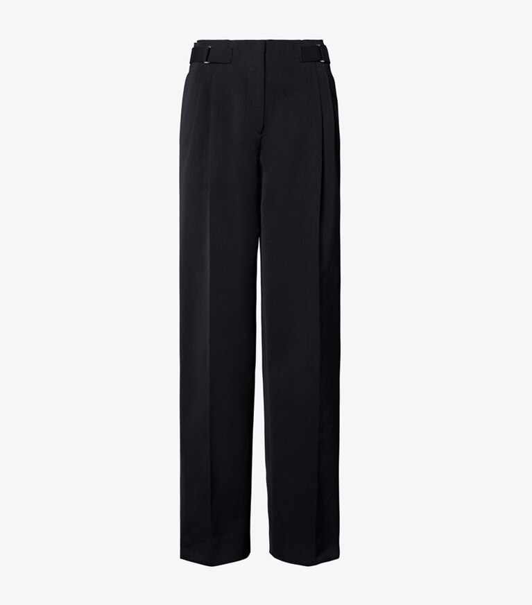 Tory Burch designer bas Pantalon en laine et coton in Night Shadow front
