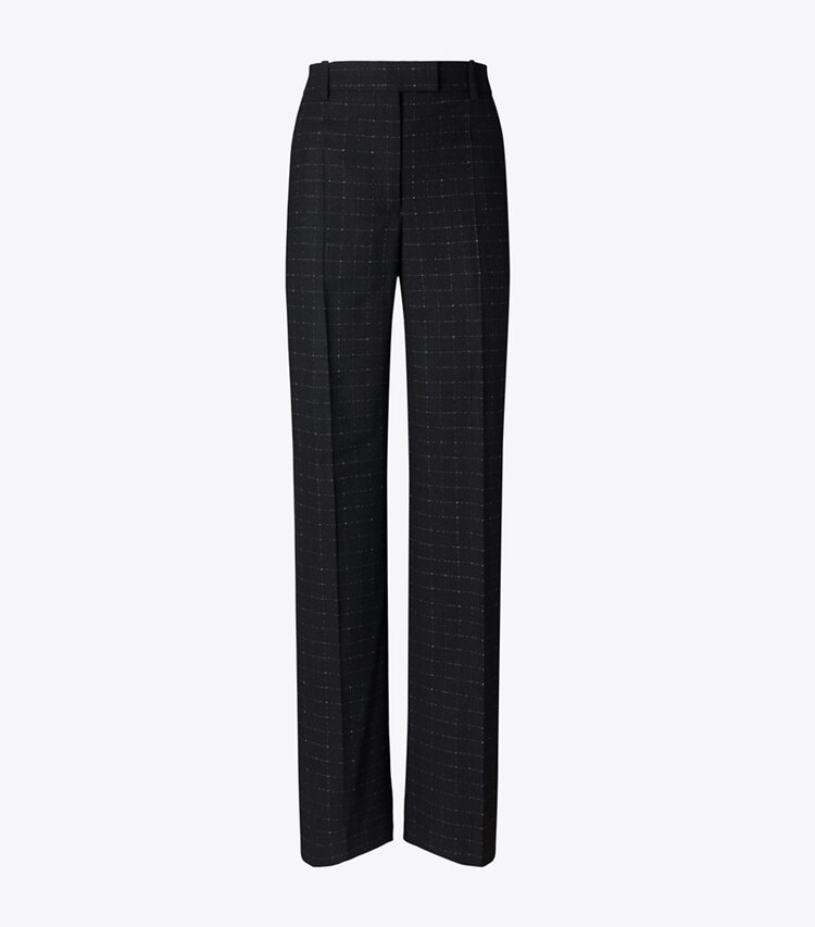 Tory Burch designer bas Pantalon en laine dans Soft Black Windowpane de face