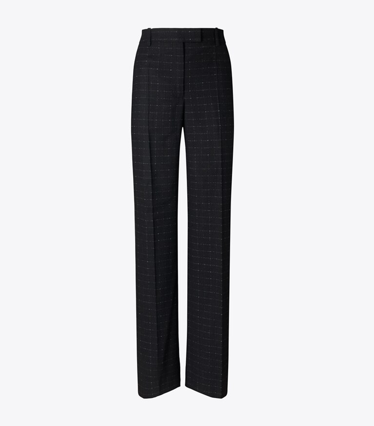Tory Burch designer bas Pantalon en laine dans Soft Black Windowpane de face