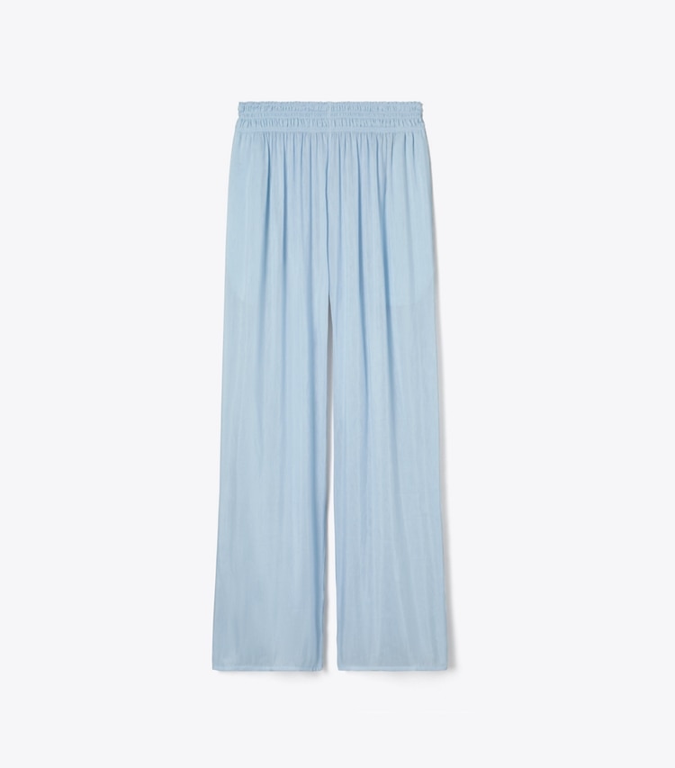 Tory Burch designer paréos Pantalon en lin et soie in Frozen Sky front