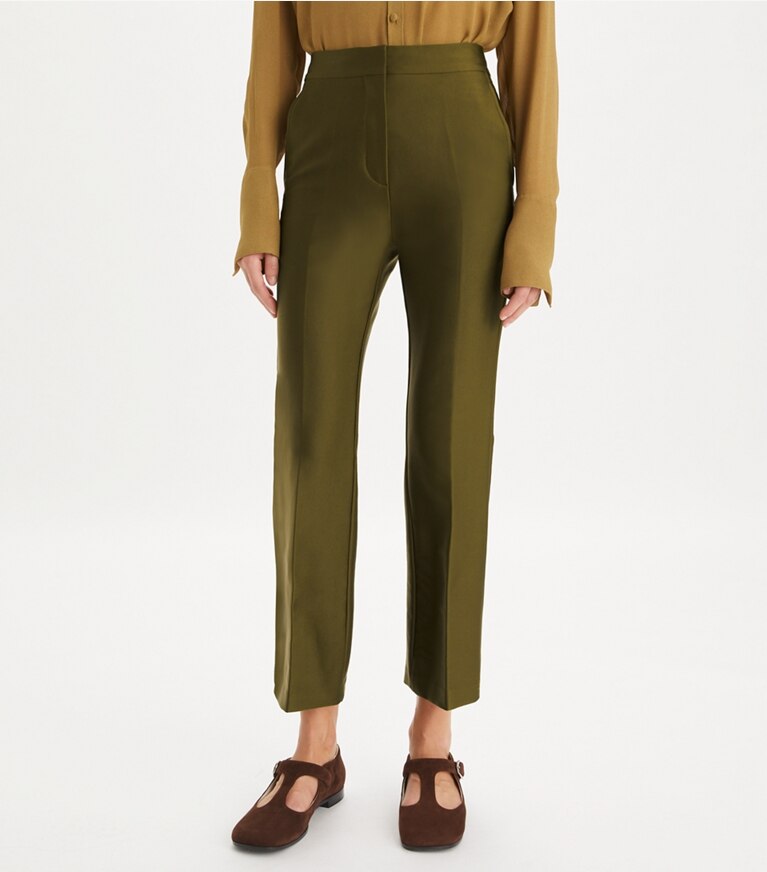 Tory Burch designer bas Pantalon en sergé in Dark Oliva front
