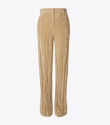 Tory Burch designer bas Pantalon en velours de coton in Golden Brown front