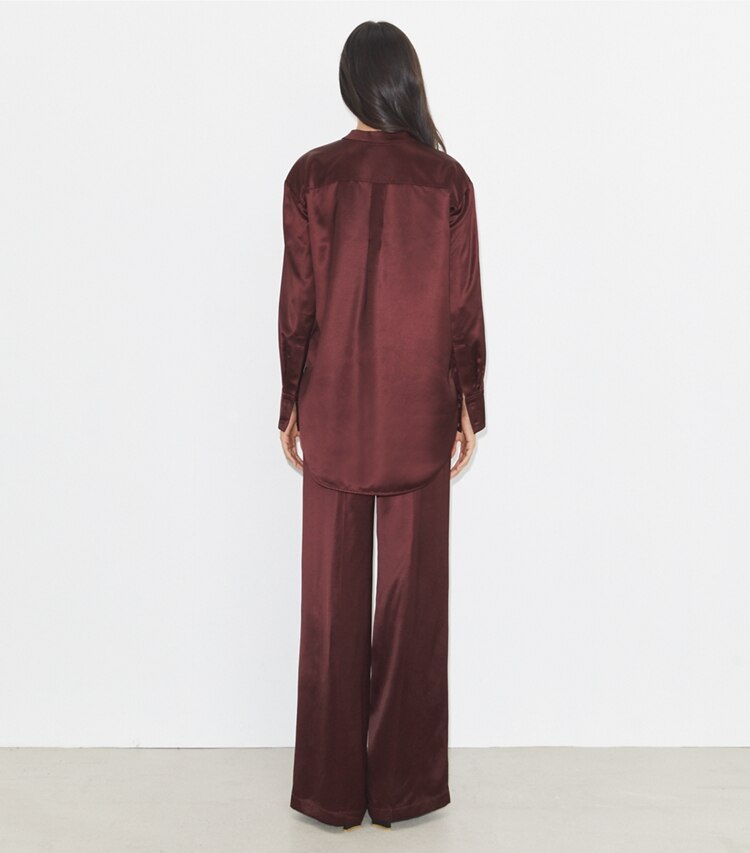 Tory Burch designer bas Pantalon en viscose in Merlot on model back