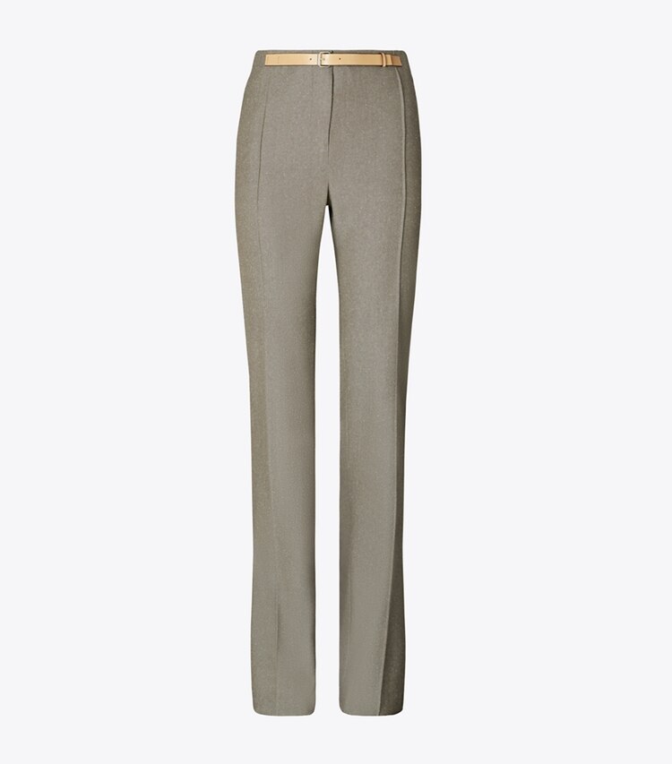 Tory Burch designer bas Pantalon taille haute en laine in Mountain Ash Ground/Marshmallow Fleck front
