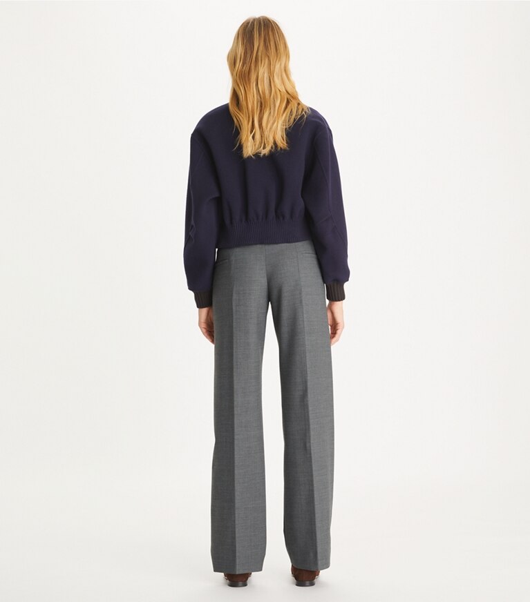 Tory Burch designer pantaloni Pantalone elasticizzato in flanella in Gray Mélange front