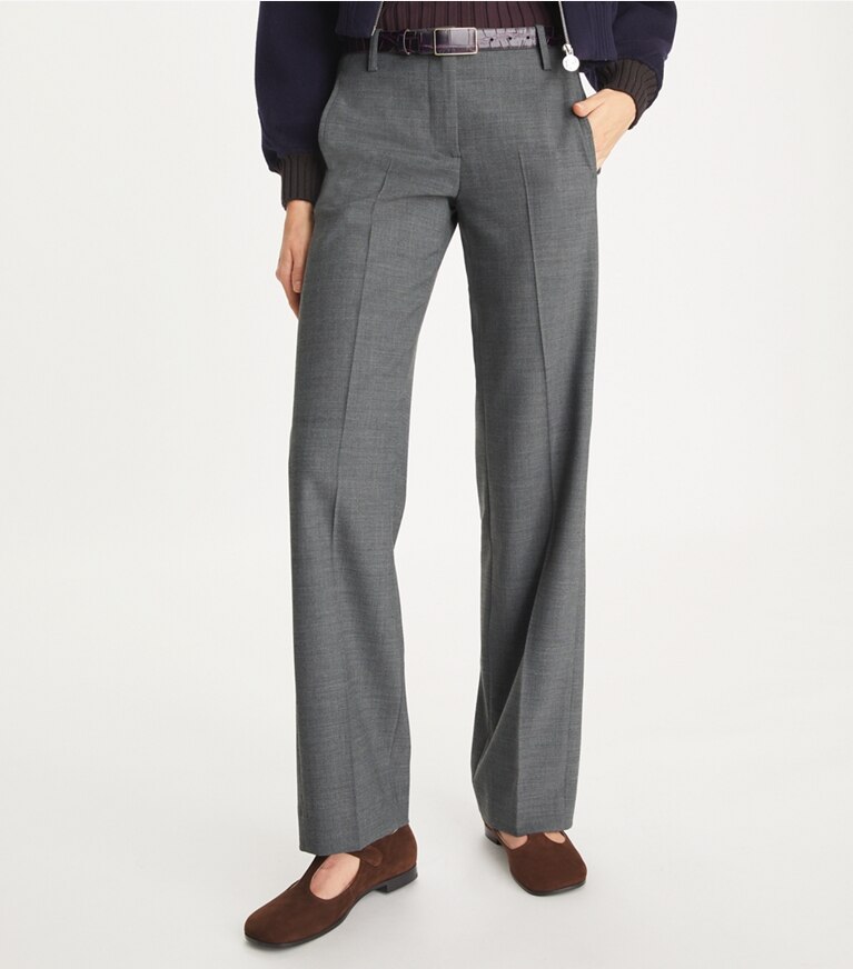 Tory Burch designer pantaloni Pantalone elasticizzato in flanella in Gray Mélange front