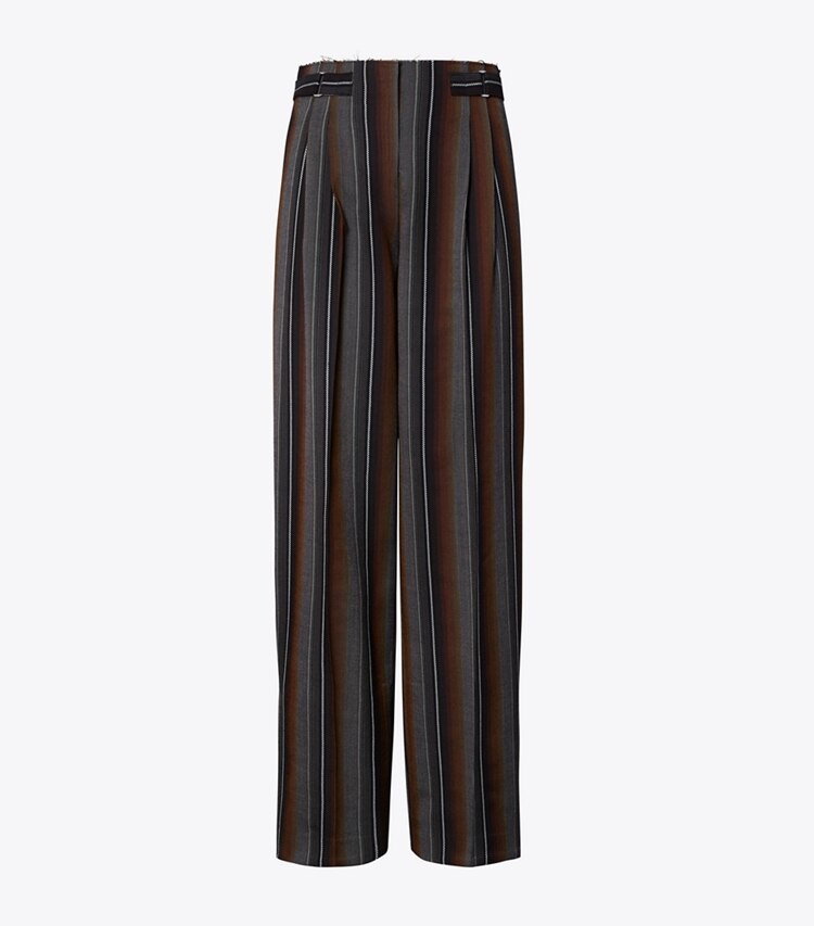 Tory Burch designer pantaloni Pantalone in jacquard a righe in Black/Rust front