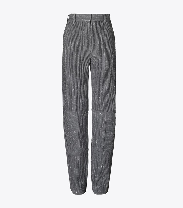 Tory Burch designer pantaloni Pantalone in lana a gamba ampia in Charcoal/White front