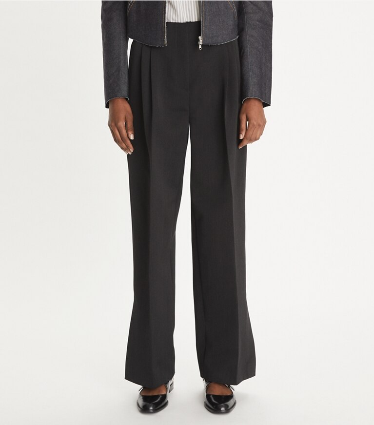 Tory Burch designer pantaloni Pantalone in lana e cotone in Night Shadow front