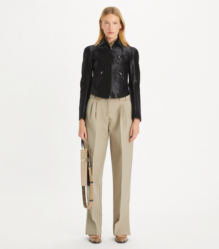 Tory Burch designer pantaloni Pantalone in lana in Silver Taupe front
