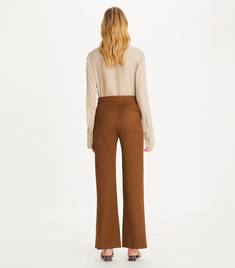 Tory Burch designer pantaloni Pantalone in twill di lana in Mocha Chip on model back
