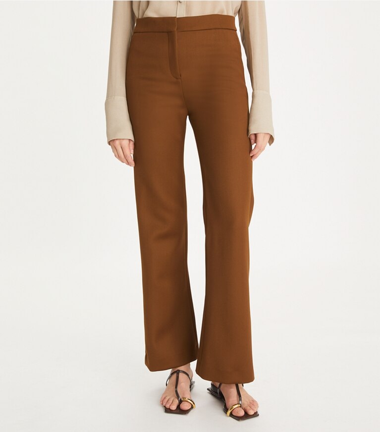 Tory Burch designer pantaloni Pantalone in twill di lana in Mocha Chip front