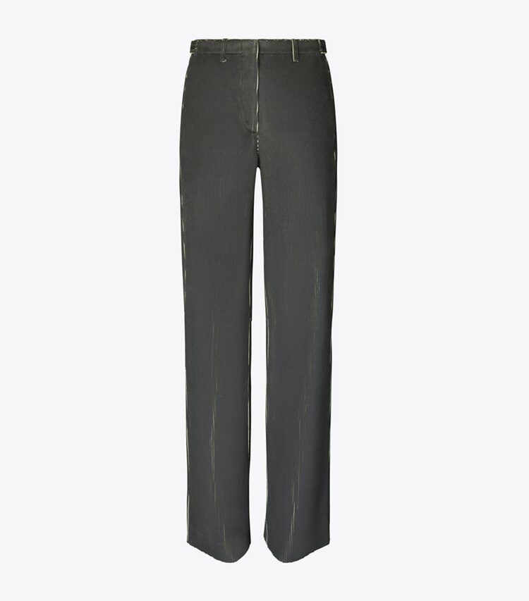 Tory Burch designer pantaloni Pantalone in velluto a coste in Dark Brown / Bright Green front