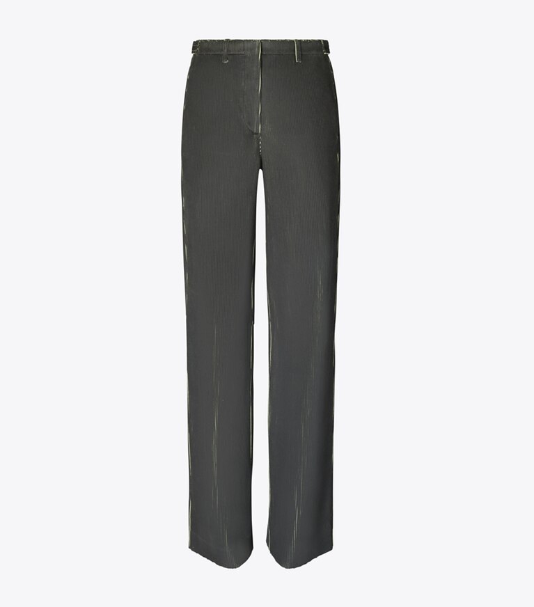 Tory Burch designer pantaloni Pantalone in velluto a coste in Dark Brown / Bright Green front