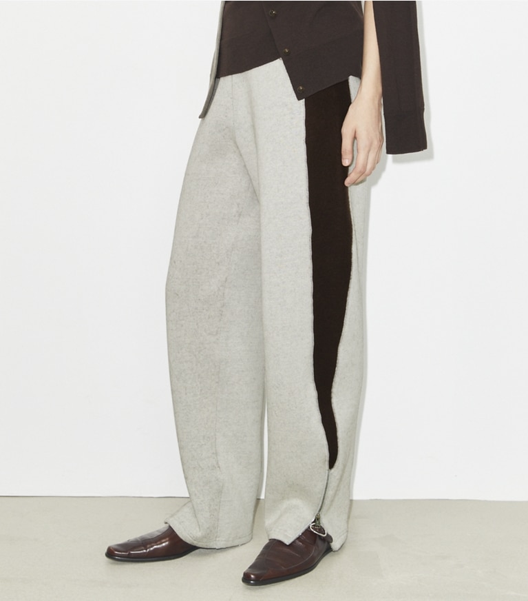 Tory Burch designer pantaloni Pantalone sportivo in jersey giapponese in Ivory / Mocha front